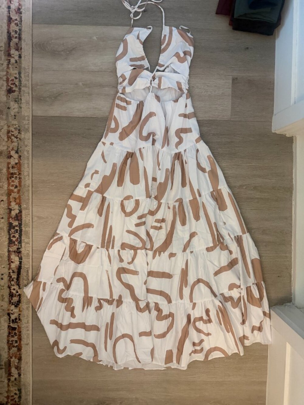 Seven Wonders Yorkalina Maxi Dress Brown Abstract Print Cutout Halter Size S - Picture 4 of 4
